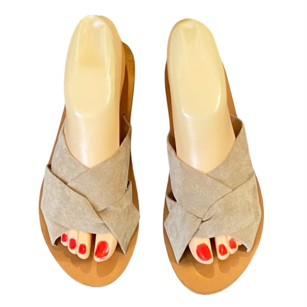 VICI Faux Suede Criss Cross Sandal Slides Women's Sz 6 #337E